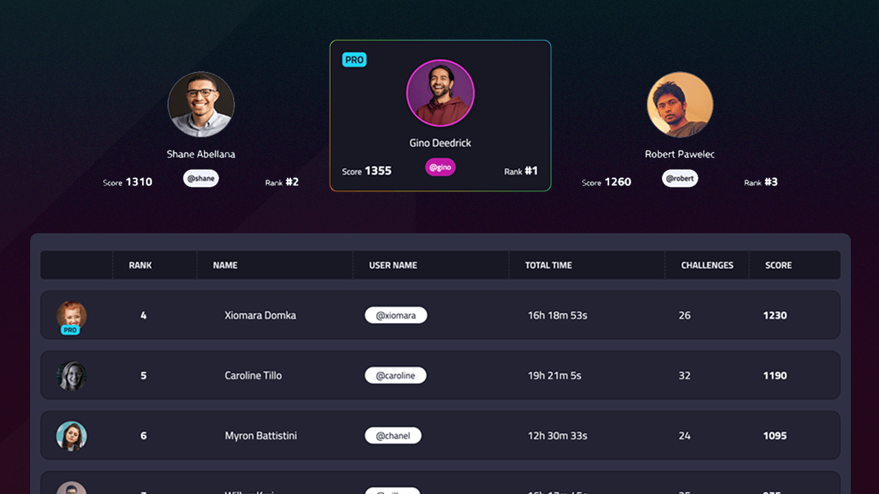 Divize HTML/CSS Challenges Leaderboard