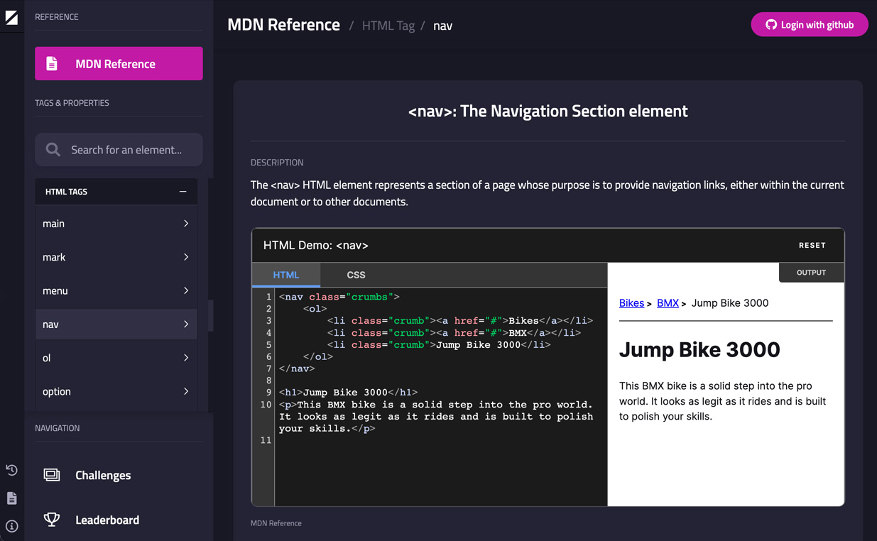 Divize HTML/CSS MDN Reference