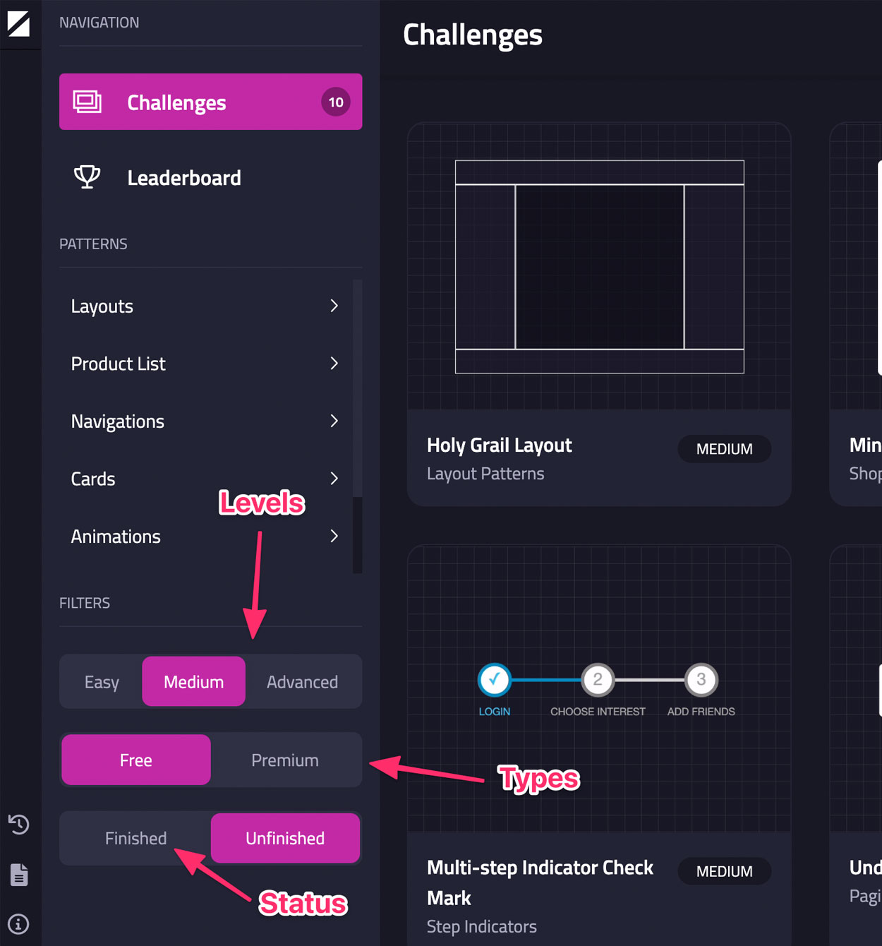 Divize Challenges Listing Filters